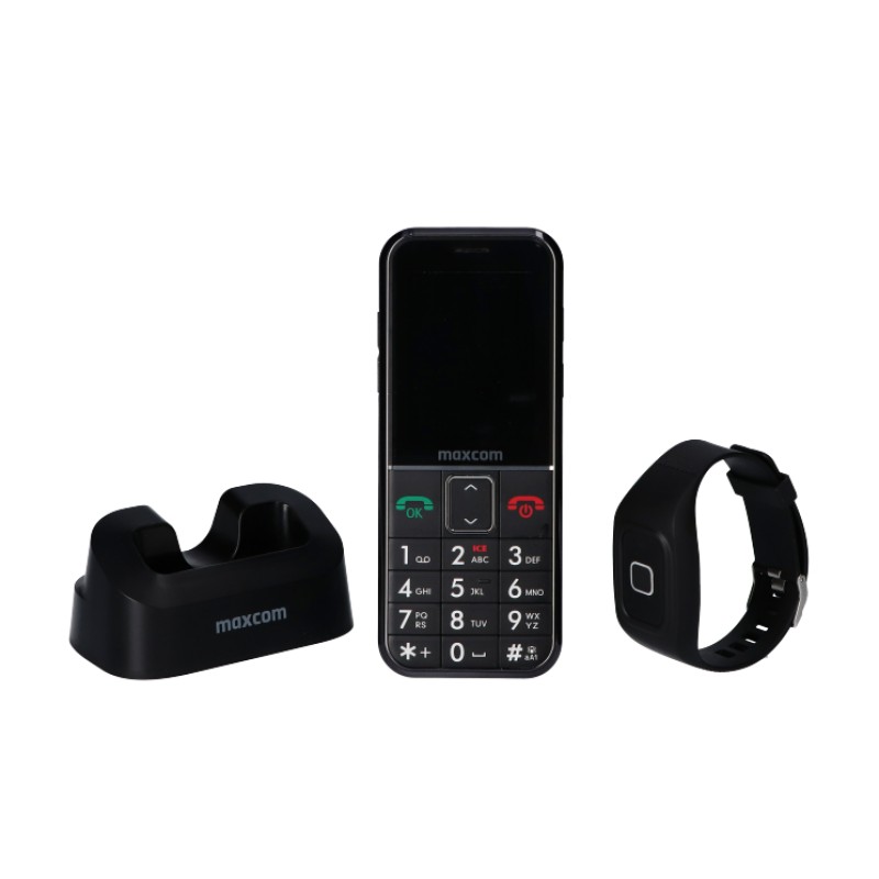 MaxCom Handy mit Notrufarmband und Ortung